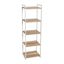 Coastal Oak and White Metal 5-Shelf Narrow Tower Bookshelf