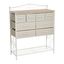 Coastal Oak White Metal Frame 8-Drawer Dresser with Storage Rack