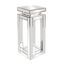 Small Silver Mirrored Pedestal Accent Table with Beveled Edges