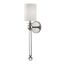 Elegant Polished Nickel 1-Light Sconce with White Silk Shade