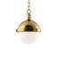 Elegant Aged Brass Globe Pendant Light with White-Clear Glass Shade