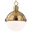 Lambert Aged Brass Globe Pendant with White Glass Shade