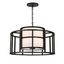 Sleek Matte Black and White Silk Drum Chandelier with 5 Lights