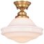 Huntley 12" Natural Brass and White Glass Semi-Flush Ceiling Light