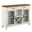 Hyland Off White and Honey Brown Wood Server with Glass Doors