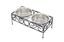 Medium Elevated Black Wrought Iron Pet Double Diner with Stainless Steel Bowls