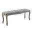 Elegant Vintage French Light Grey Upholstered Bench with Fluted Frame