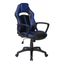 Influx Modern Black and Blue Faux Leather Gaming Chair with Lumbar Support