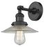 Elegant Adjustable Black Steel Sconce with Dimmable Halophane Shade