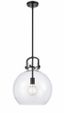 Newton Matte Black 14" Mini Globe Pendant with Clear Glass