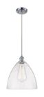 Ballston 12" Polished Chrome Mini Pendant with Seedy Glass