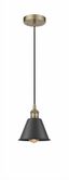 Smithfield Antique Brass and Matte Black Mini Pendant Light