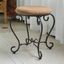 Saddle Brown Iron Vanity Stool with Micro Suede Cushion