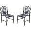 Antique Black Iron Armless Patio Dining Chairs, Set of 2