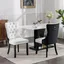 High Back Black and White Faux Leather Arm Chair with Wood Legs