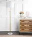 Jonathan Y 65" Adjustable Brass Gold and White Arc Floor Lamp