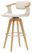 Darwin Beige Swivel Bamboo Counter Stool with Linen Upholstery