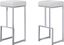 31" White Faux Leather Backless Bar Stools with Silver Frame, Set of 2