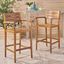 Rustic Acacia Wood Tapered-Leg Barstool, Teak Brown - Set of 2