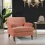 Elegant Peach Orange Velvet Wood Accent Chair with Handcrafted Comfort