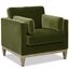 Olive Green Velvet Chaise with Wood Frame, 36"
