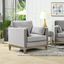 Opal Grey Velvet and Wood Chaise Lounge 34"