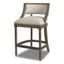 Elegant Light Beige Leather-Wrapped Bar Stool with Brass Accents