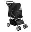 Black Foldable 4-Wheel Pet Stroller with Mesh Windows