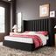 Queen Black Velvet Upholstered Bed with Tufted Headboard and Nailhead Trim