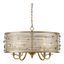 Elegant Peruvian Gold 5-Light Chandelier with Crystal Accents and Sheer Shade