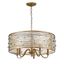 Elegant Peruvian Gold 5-Light Chandelier with Crystal Accents and Sheer Shade