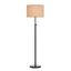 Adjustable Black Metal Floor Lamp with Beige Drum Shade