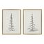 Minimalist Evergreen Tree Sketch Gold Framed Canvas Art Set