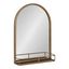 Gold Arched Metal Wall Mirror with Shelf