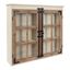 White and Brown Farmhouse Wood Wall Cabinet with Glass Doors