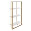 White and Gold Floating Wood Wall Shelf, 32 Inch