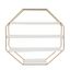 White and Gold Octagon Floating Wall Shelves with Metal Frame