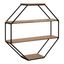 Lintz Rustic Brown Octagon Floating Wall Shelf, 26.25x27.2 in