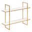32.7" White and Gold Floating Wall Shelf