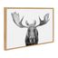 Natural Framed Black and White Moose Canvas Wall Art, 23x33