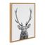 Natural Wood Framed Black and White Deer Canvas Print, 18x24