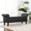 Vintage Black Faux Leather Roll-Arm Entryway Bench