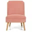 Pink Velvet Armless Accent Chair with Wood Legs