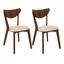 Beige Faux Leather Parsons Side Chair with Wood Accents