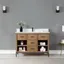 Kesia 48" Brown Pine Single Bathroom Vanity with White Stone Countertop