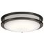 Transitional 14" Distressed Bronze LED Drum Flush Mount Ceiling Light