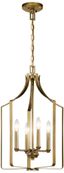 Elegant Mini Cage 4-Light Chandelier in Natural Brass