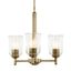 Natural Brass and Clear Glass 3-Light Mini Chandelier