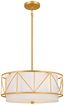 Classic Gold 3-Light Drum Pendant with White Fabric Shade