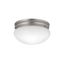 Brushed Nickel 9'' White Glass Utilitarian Flush Mount Ceiling Light